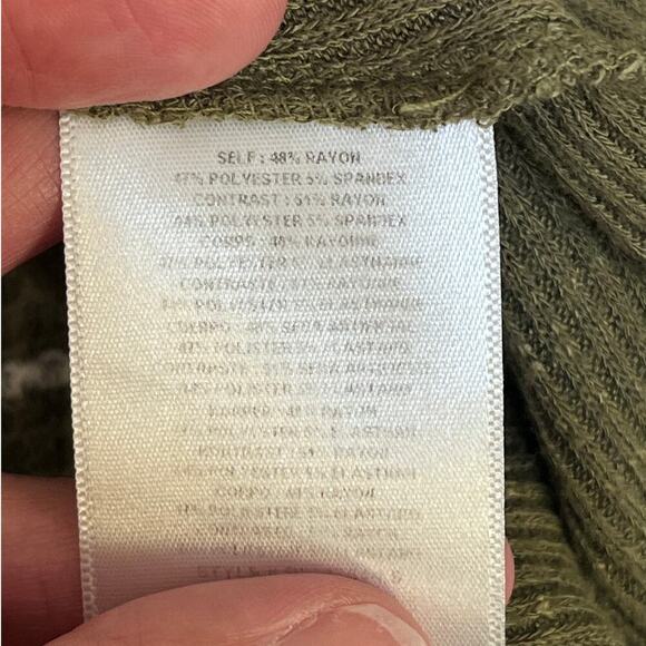 Anthropologie Eri & Ali Green & White Striped Ruffled Knit Top Size XS - Picture 7 of 8